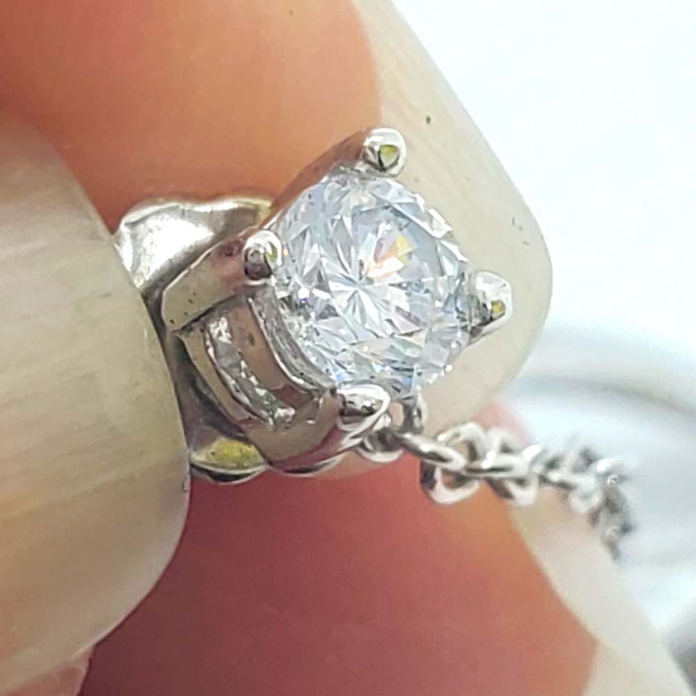 EARRINGS with rhinestones pendants in silver - Picture 5 of 7